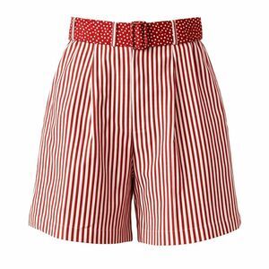 VTG High Waist Stripe Shorts Polka Dot Belt Prep Coastal Circus Core S